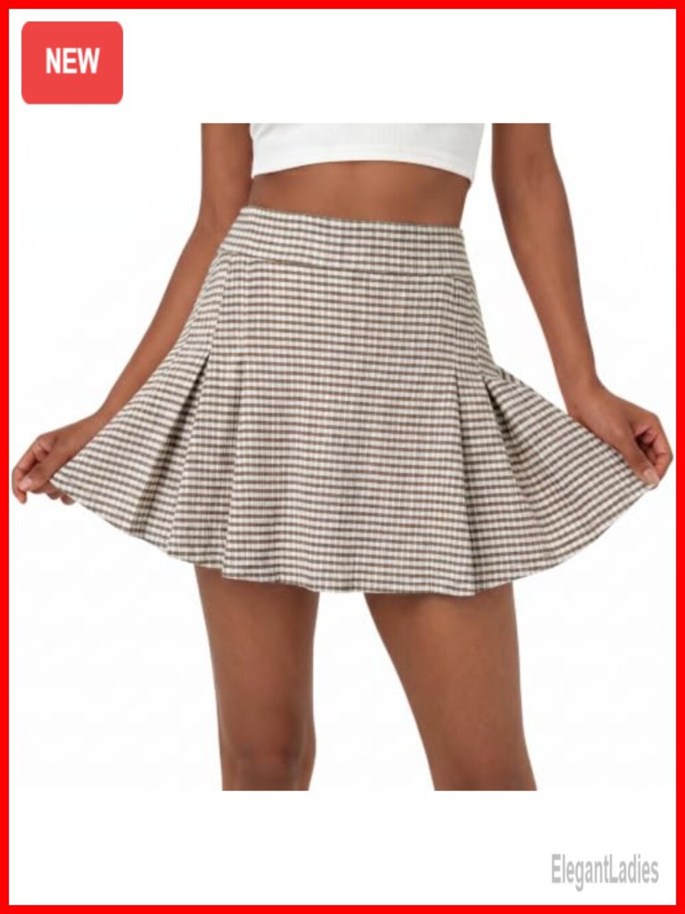 Plaid Pleated Mini Skort High Waisted Built-in Shorts Tennis Athletic Skirt